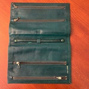 Vintage Italian Leather Jewelry Travel Case Green